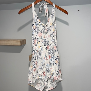 pacsun‎ white romper halter neck floral